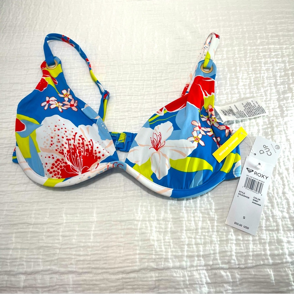 NWT Roxy Floral Bikini Top w/ Underwire